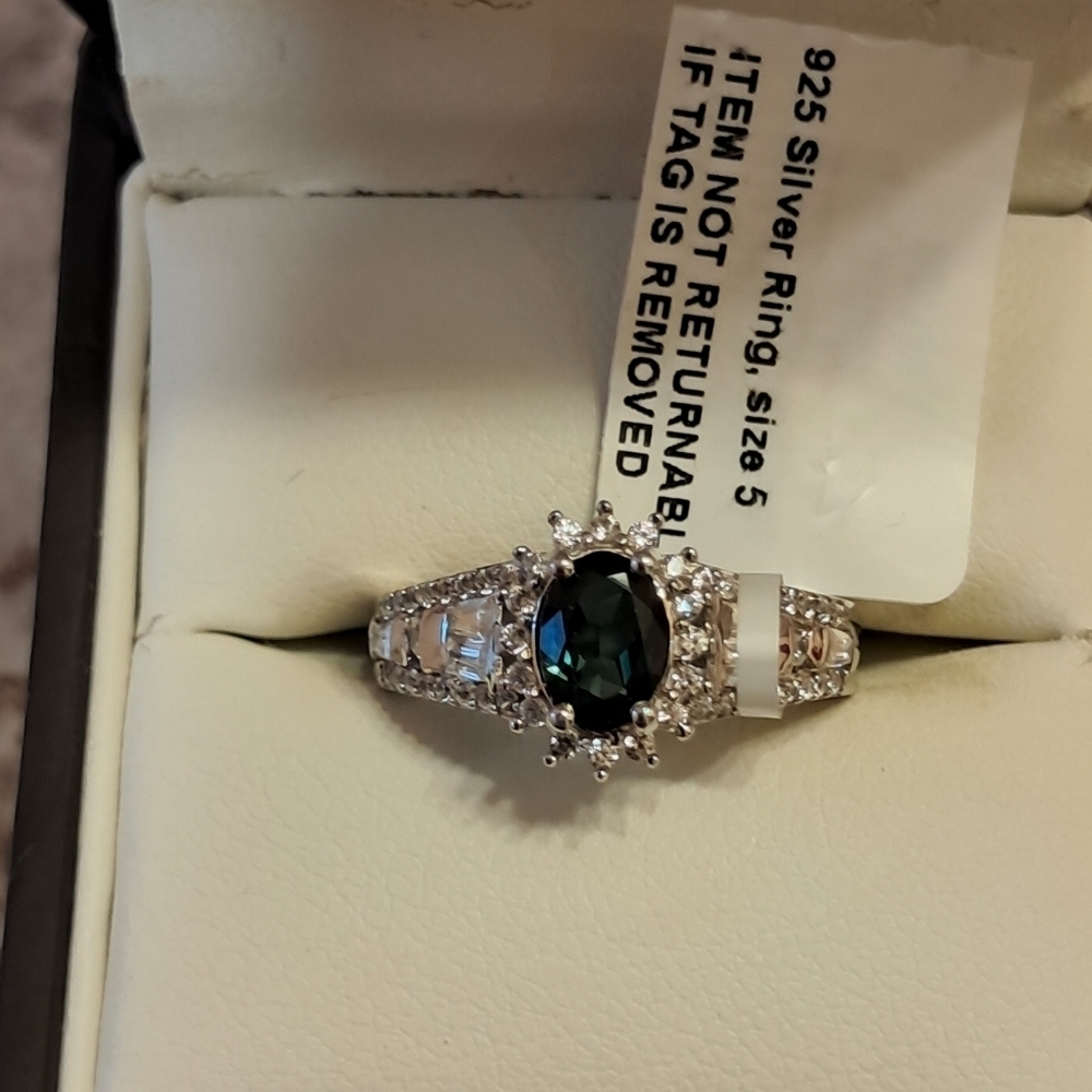AAA Monte Belo Indicolite and White Zircon Starburst Halo Ring - Picture 7 of 8